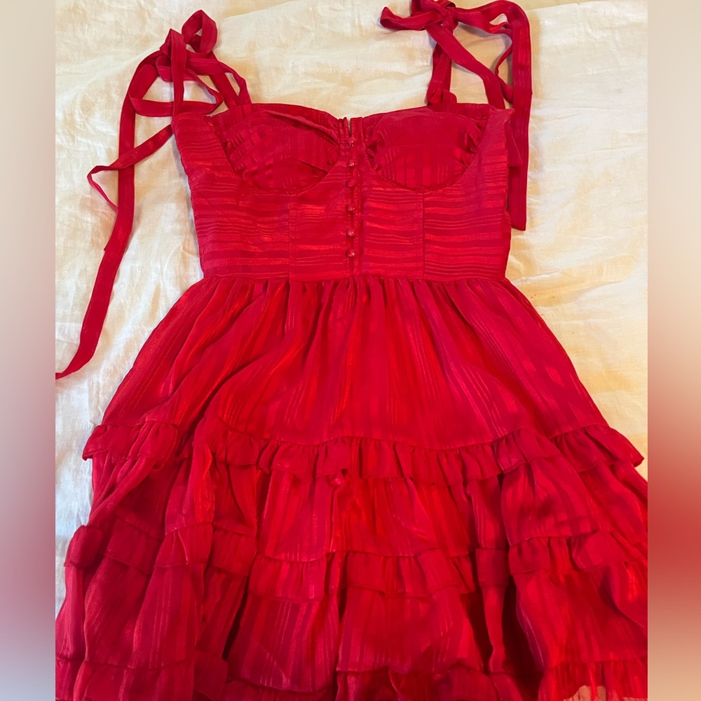 CIDER XSMALL red ruffle dress NWT